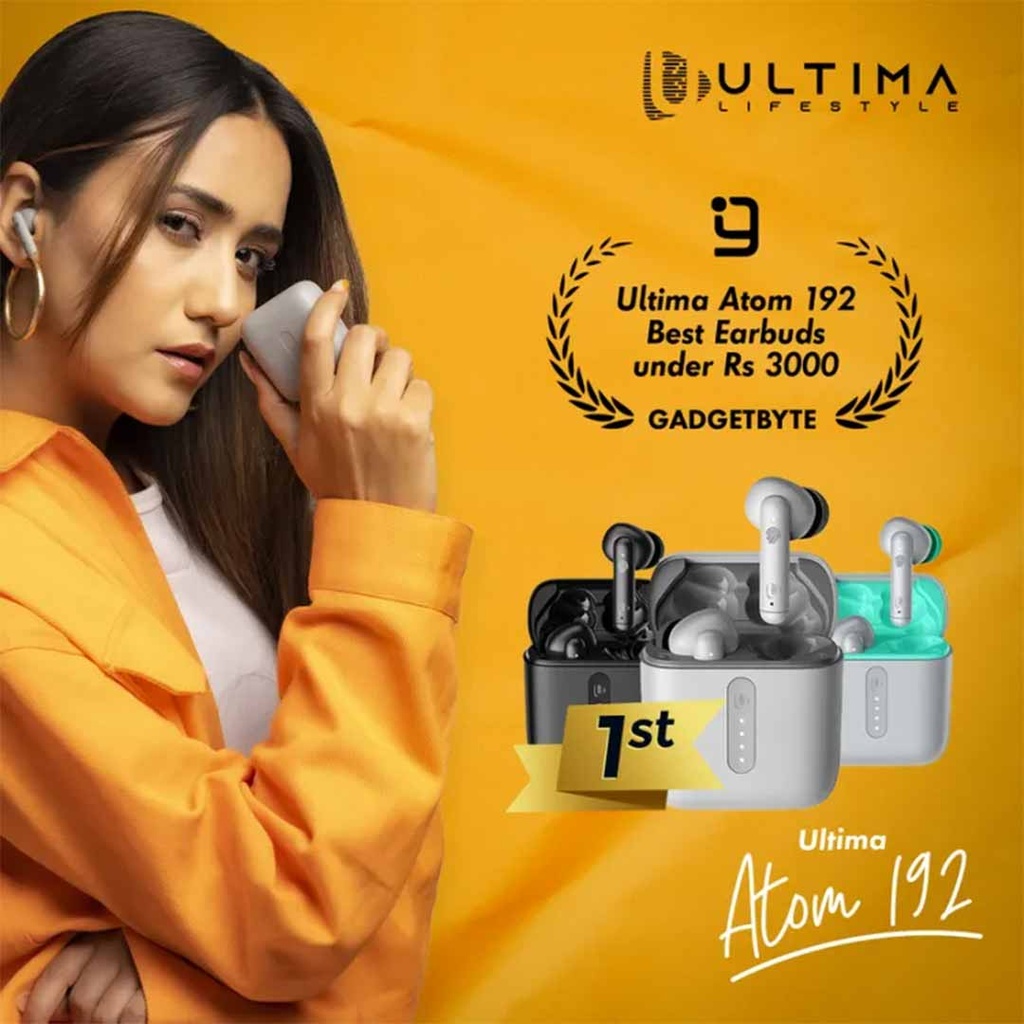 Ultima Atom 192 Bluetooth Truly Wireless Earbuds With Mic, 42H Playtime, Beast Mode For Gaming, Asap Charge, Ipx4