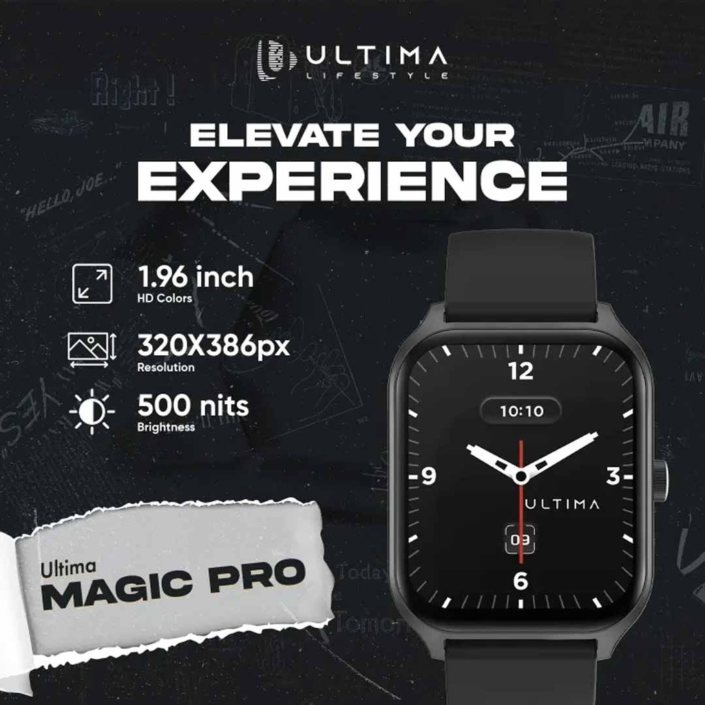 Ultima Watch Magic Pro| 1.96" HD Display| BT Calling Smartwatch| IP68 Waterproof| Zinc Alloy Metal Frame Smart Watch